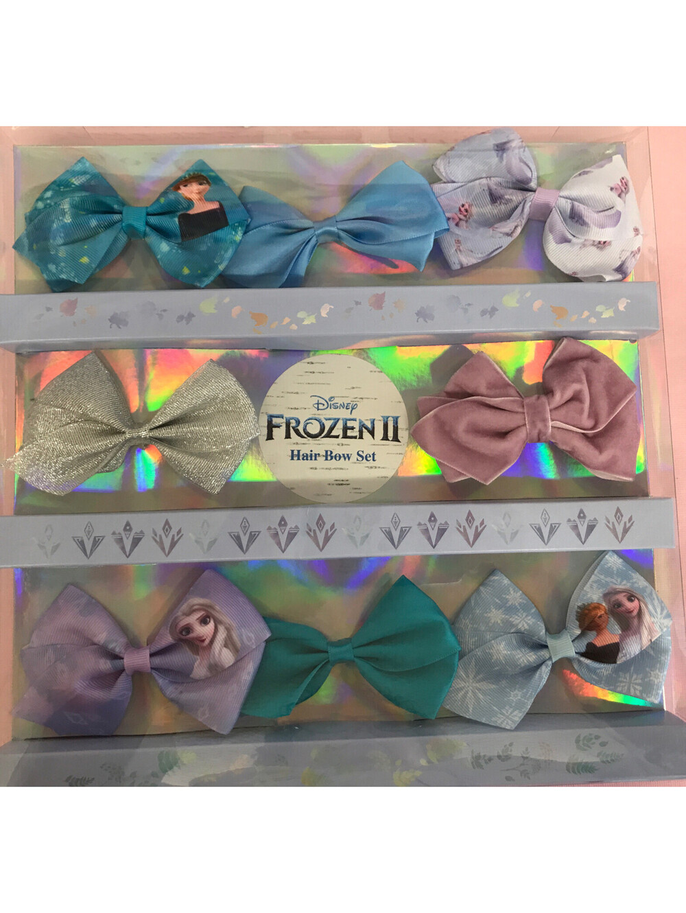 Disney Frozen II Hair Bow Set. 8 Bows. Clip On. New In Box.